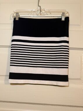 Navy & White Striped Mini Skirt